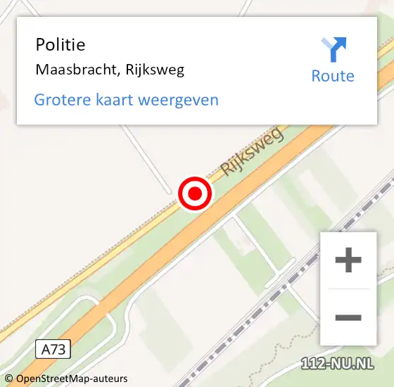Locatie op kaart van de 112 melding: Politie Maasbracht, Rijksweg op 18 oktober 2020 11:19