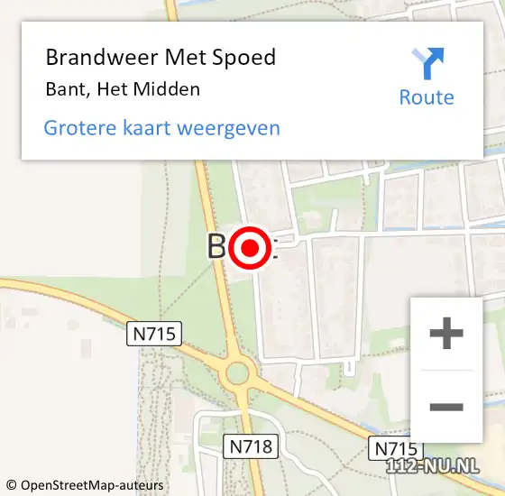 Locatie op kaart van de 112 melding: Brandweer Met Spoed Naar Bant, Het Midden op 18 oktober 2020 11:57