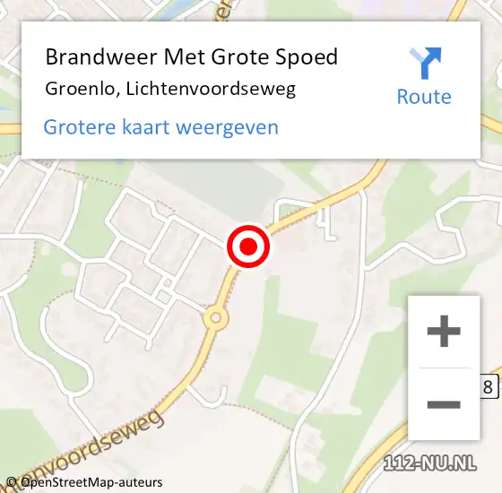 Locatie op kaart van de 112 melding: Brandweer Met Grote Spoed Naar Groenlo, Lichtenvoordseweg op 18 oktober 2020 13:42