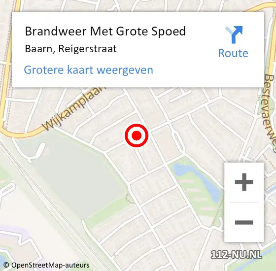 Locatie op kaart van de 112 melding: Brandweer Met Grote Spoed Naar Baarn, Reigerstraat op 18 oktober 2020 13:58