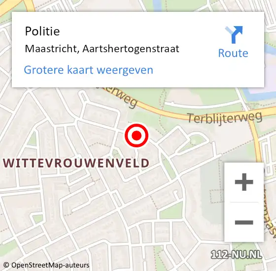 Locatie op kaart van de 112 melding: Politie Maastricht, Aartshertogenstraat op 18 oktober 2020 14:19