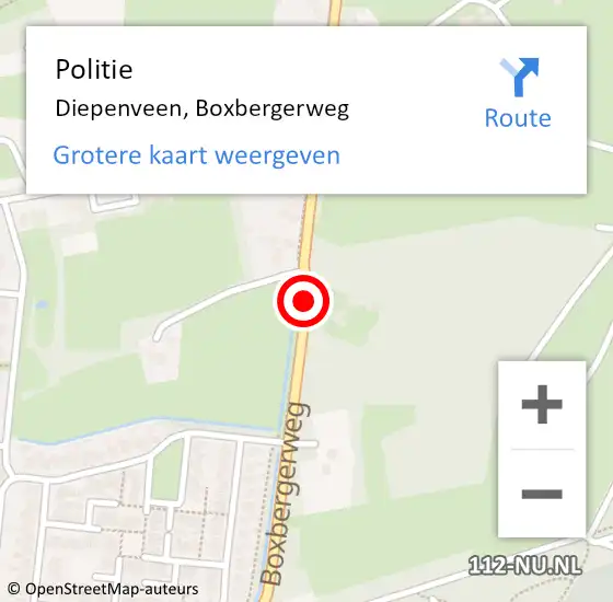 Locatie op kaart van de 112 melding: Politie Diepenveen, Boxbergerweg op 18 oktober 2020 14:43