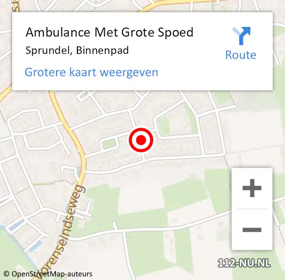 Locatie op kaart van de 112 melding: Ambulance Met Grote Spoed Naar Sprundel, Binnenpad op 22 mei 2014 08:31