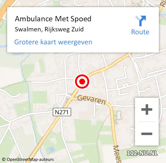Locatie op kaart van de 112 melding: Ambulance Met Spoed Naar Swalmen, Rijksweg Zuid op 18 oktober 2020 16:05