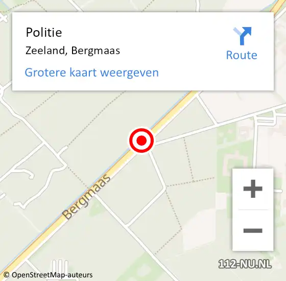 Locatie op kaart van de 112 melding: Politie Zeeland, Bergmaas op 18 oktober 2020 16:29