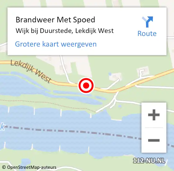 Locatie op kaart van de 112 melding: Brandweer Met Spoed Naar Wijk bij Duurstede, Lekdijk West op 18 oktober 2020 17:27