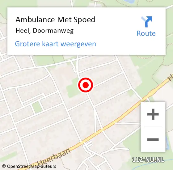 Locatie op kaart van de 112 melding: Ambulance Met Spoed Naar Heel, Doormanweg op 2 oktober 2013 17:30