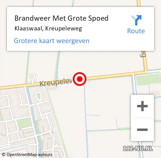 Locatie op kaart van de 112 melding: Brandweer Met Grote Spoed Naar Klaaswaal, Kreupeleweg op 18 oktober 2020 19:54