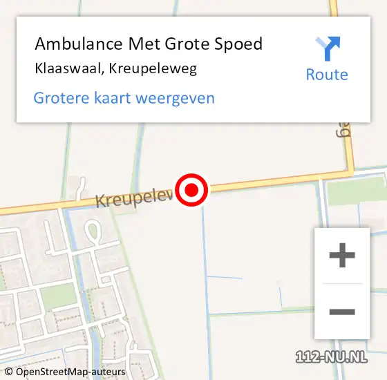 Locatie op kaart van de 112 melding: Ambulance Met Grote Spoed Naar Klaaswaal, Kreupeleweg op 18 oktober 2020 19:57