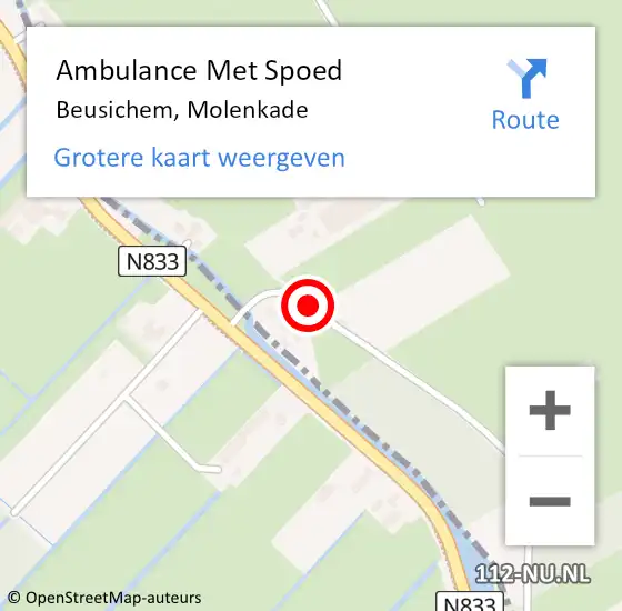 Locatie op kaart van de 112 melding: Ambulance Met Spoed Naar Beusichem, Molenkade op 18 oktober 2020 20:54