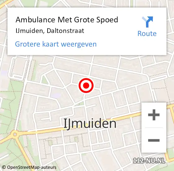 Locatie op kaart van de 112 melding: Ambulance Met Grote Spoed Naar IJmuiden, Daltonstraat op 19 oktober 2020 00:31