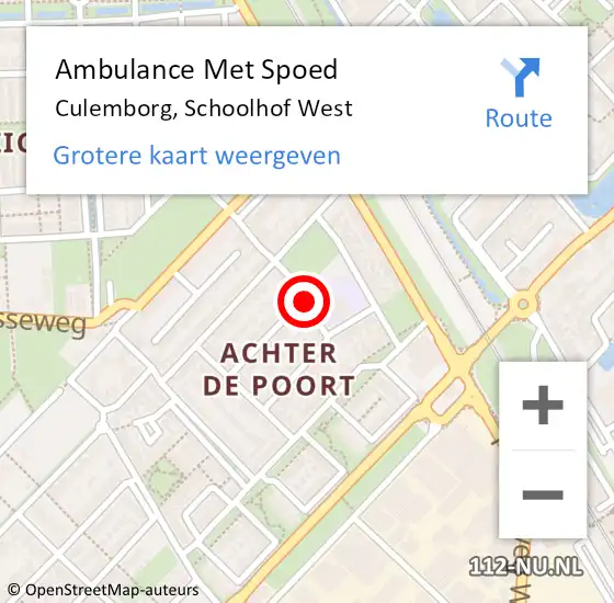 Locatie op kaart van de 112 melding: Ambulance Met Spoed Naar Culemborg, Schoolhof West op 19 oktober 2020 06:06