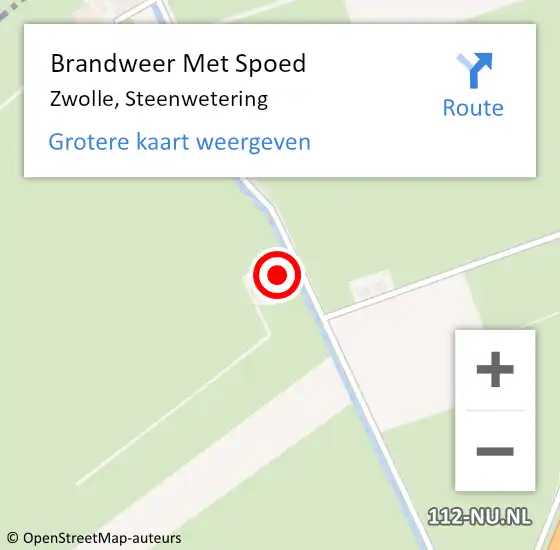 Locatie op kaart van de 112 melding: Brandweer Met Spoed Naar Zwolle, Steenwetering op 22 mei 2014 08:53