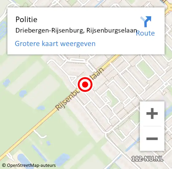 Locatie op kaart van de 112 melding: Politie Driebergen-Rijsenburg, Rijsenburgselaan op 19 oktober 2020 08:26