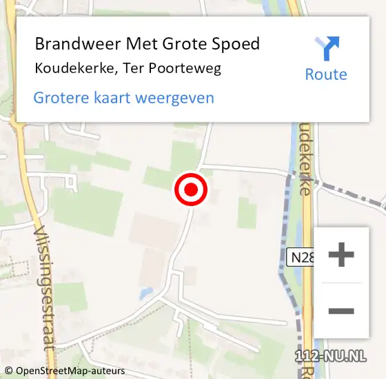 Locatie op kaart van de 112 melding: Brandweer Met Grote Spoed Naar Koudekerke, Ter Poorteweg op 19 oktober 2020 09:09