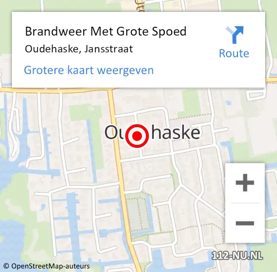 Locatie op kaart van de 112 melding: Brandweer Met Grote Spoed Naar Oudehaske, Jansstraat op 19 oktober 2020 09:30