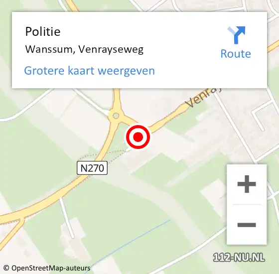 Locatie op kaart van de 112 melding: Politie Wanssum, Venrayseweg op 19 oktober 2020 10:08