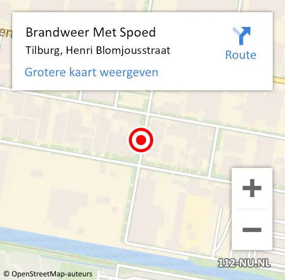 Locatie op kaart van de 112 melding: Brandweer Met Spoed Naar Tilburg, Henri Blomjousstraat op 19 oktober 2020 10:21