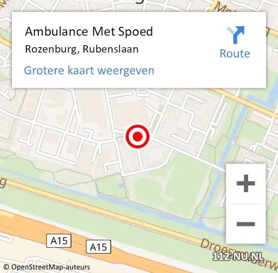 Locatie op kaart van de 112 melding: Ambulance Met Spoed Naar Rozenburg, Rubenslaan op 19 oktober 2020 11:43