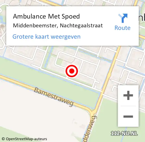 Locatie op kaart van de 112 melding: Ambulance Met Spoed Naar Middenbeemster, Nachtegaalstraat op 19 oktober 2020 12:10