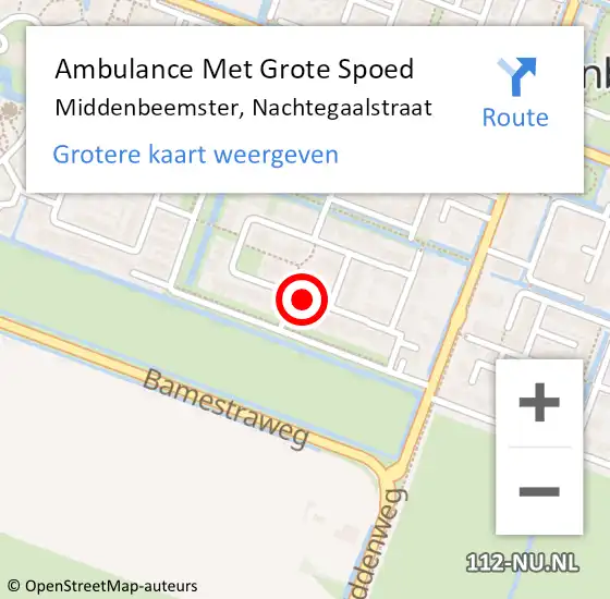 Locatie op kaart van de 112 melding: Ambulance Met Grote Spoed Naar Middenbeemster, Nachtegaalstraat op 19 oktober 2020 12:14