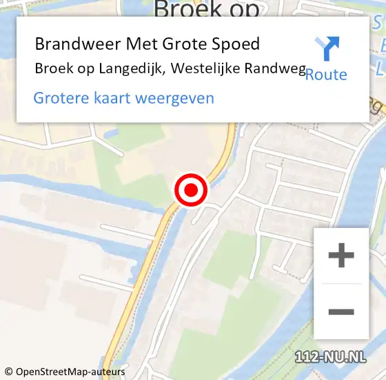Locatie op kaart van de 112 melding: Brandweer Met Grote Spoed Naar Broek op Langedijk, Westelijke Randweg op 19 oktober 2020 12:33