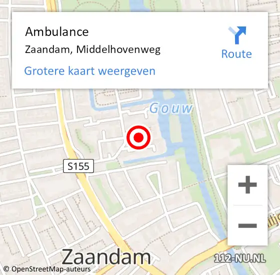 Locatie op kaart van de 112 melding: Ambulance Zaandam, Middelhovenweg op 19 oktober 2020 13:30
