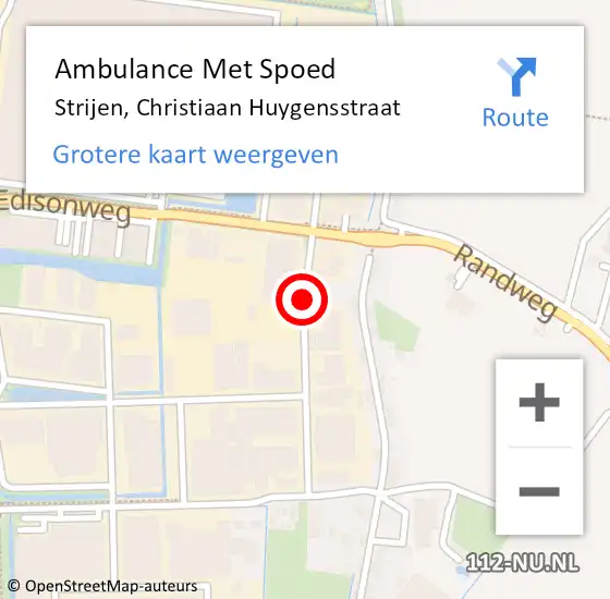 Locatie op kaart van de 112 melding: Ambulance Met Spoed Naar Strijen, Christiaan Huygensstraat op 19 oktober 2020 13:55