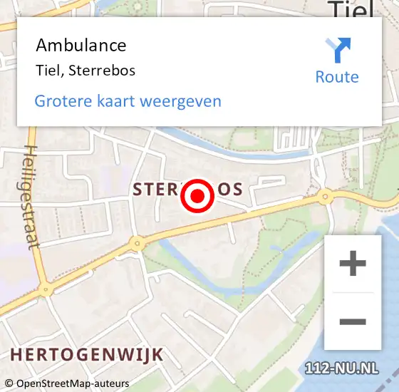 Locatie op kaart van de 112 melding: Ambulance Tiel, Sterrebos op 19 oktober 2020 14:22