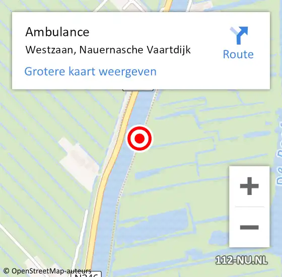 Locatie op kaart van de 112 melding: Ambulance Westzaan, Nauernasche Vaartdijk op 19 oktober 2020 15:04