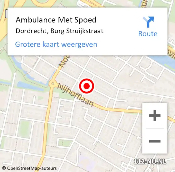 Locatie op kaart van de 112 melding: Ambulance Met Spoed Naar Dordrecht, Burg Struijkstraat op 19 oktober 2020 15:15