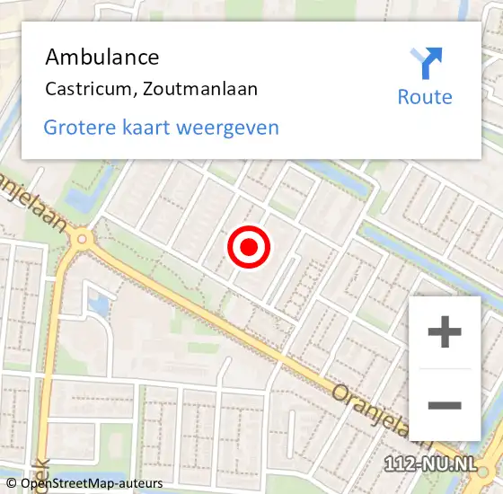 Locatie op kaart van de 112 melding: Ambulance Castricum, Zoutmanlaan op 19 oktober 2020 16:34