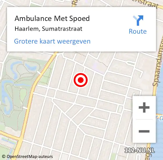 Locatie op kaart van de 112 melding: Ambulance Met Spoed Naar Haarlem, Sumatrastraat op 19 oktober 2020 17:04
