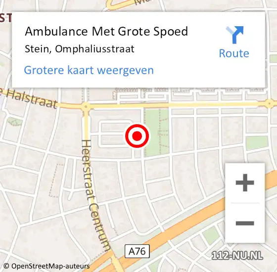 Locatie op kaart van de 112 melding: Ambulance Met Grote Spoed Naar Stein, Omphaliusstraat op 22 mei 2014 09:46