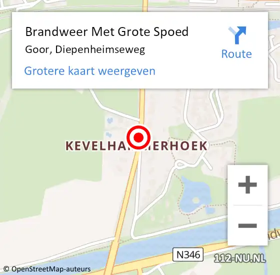 Locatie op kaart van de 112 melding: Brandweer Met Grote Spoed Naar Goor, Diepenheimseweg op 19 oktober 2020 17:45