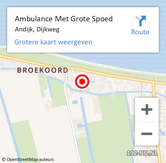 Locatie op kaart van de 112 melding: Ambulance Met Grote Spoed Naar Andijk, Dijkweg op 19 oktober 2020 17:47