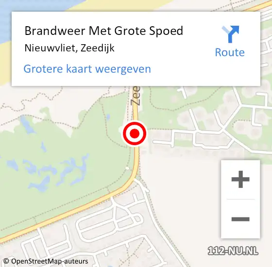 Locatie op kaart van de 112 melding: Brandweer Met Grote Spoed Naar Nieuwvliet, Zeedijk op 19 oktober 2020 17:57