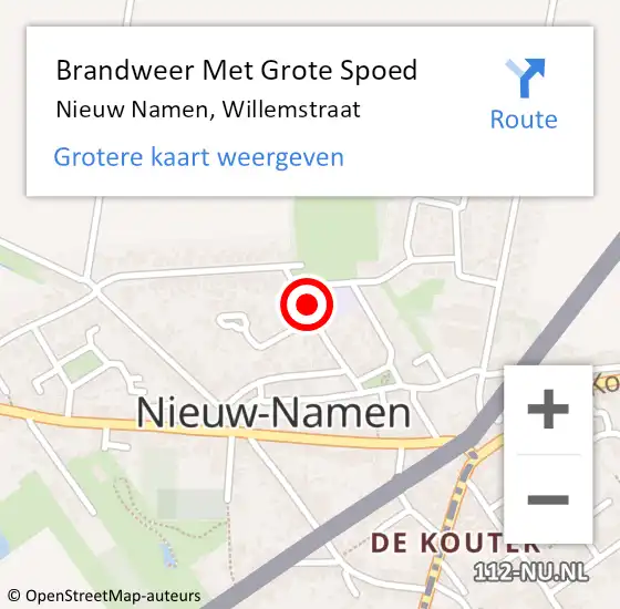 Locatie op kaart van de 112 melding: Brandweer Met Grote Spoed Naar Nieuw Namen, Willemstraat op 19 oktober 2020 18:07