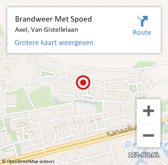 Locatie op kaart van de 112 melding: Brandweer Met Spoed Naar Axel, Van Gistellelaan op 19 oktober 2020 19:23