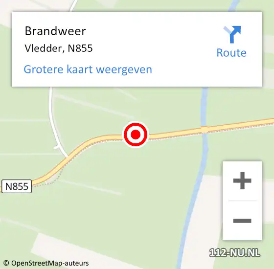 Locatie op kaart van de 112 melding: Brandweer Vledder, N855 op 19 oktober 2020 19:35