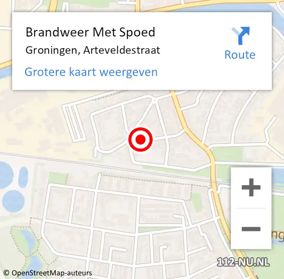 Locatie op kaart van de 112 melding: Brandweer Met Spoed Naar Groningen, Arteveldestraat op 19 oktober 2020 20:00