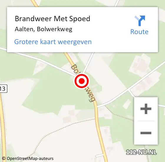 Locatie op kaart van de 112 melding: Brandweer Met Spoed Naar Aalten, Bolwerkweg op 19 oktober 2020 22:52