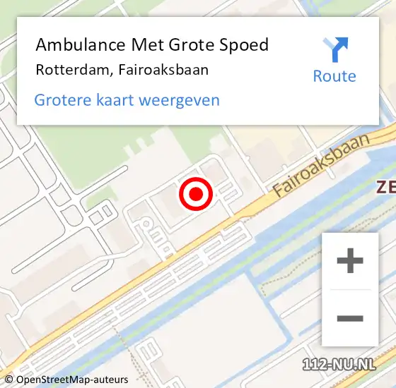 Locatie op kaart van de 112 melding: Ambulance Met Grote Spoed Naar Rotterdam, Fairoaksbaan op 19 oktober 2020 22:53