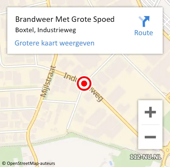 Locatie op kaart van de 112 melding: Brandweer Met Grote Spoed Naar Boxtel, Industrieweg op 20 oktober 2020 00:05