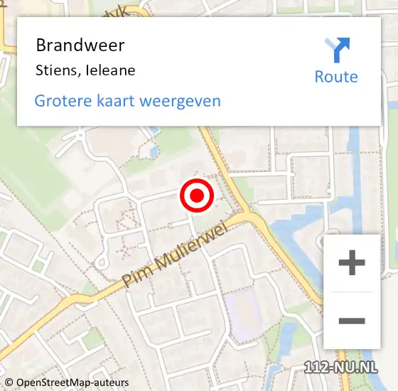 Locatie op kaart van de 112 melding: Brandweer Stiens, Ieleane op 20 oktober 2020 01:20