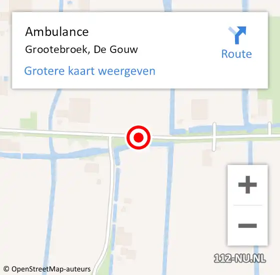 Locatie op kaart van de 112 melding: Ambulance Grootebroek, De Gouw op 20 oktober 2020 06:55