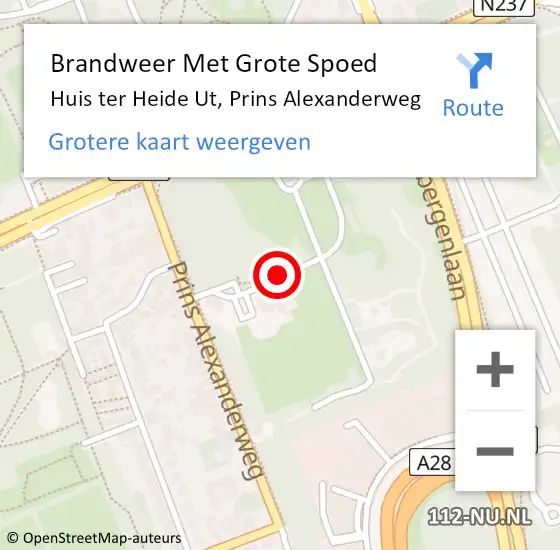 Locatie op kaart van de 112 melding: Brandweer Met Grote Spoed Naar Huis ter Heide Ut, Prins Alexanderweg op 20 oktober 2020 07:02