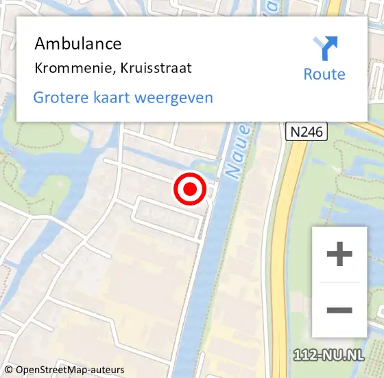 Locatie op kaart van de 112 melding: Ambulance Krommenie, Kruisstraat op 20 oktober 2020 08:38