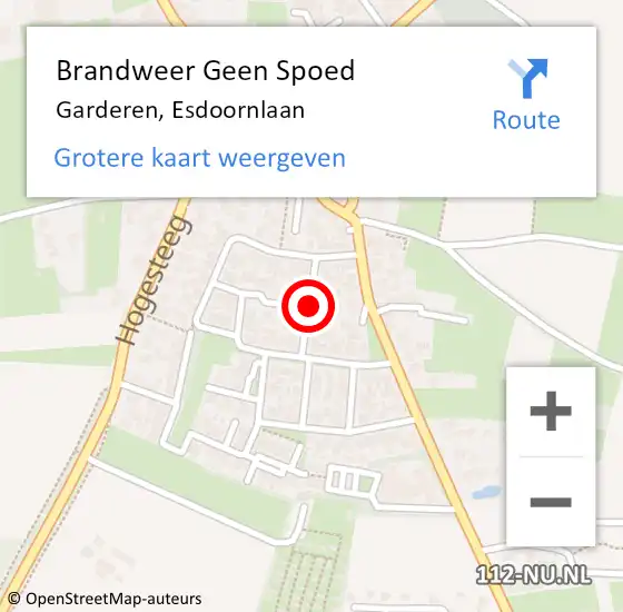 Locatie op kaart van de 112 melding: Brandweer Geen Spoed Naar Garderen, Esdoornlaan op 20 oktober 2020 08:41