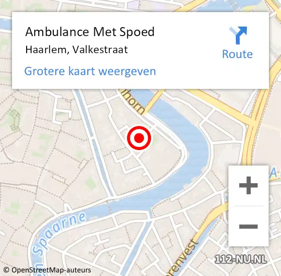 Locatie op kaart van de 112 melding: Ambulance Met Spoed Naar Haarlem, Valkestraat op 20 oktober 2020 08:42